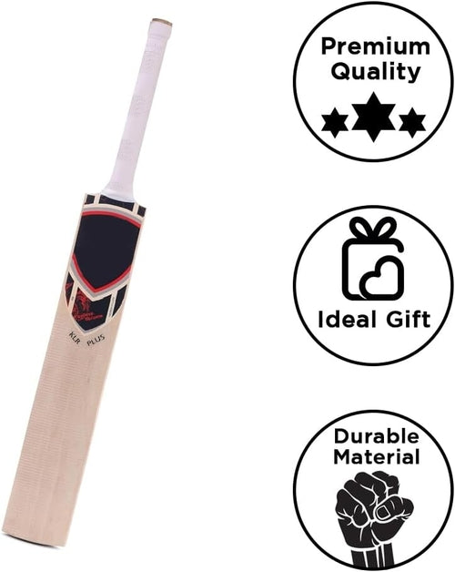 KLR Plus Kashmir Willow Cricket Bat, Handcrafted Grade R Willow with